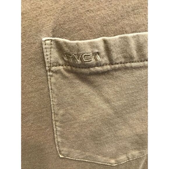 RVCA Shirt Men XXL Brown Pocket Tee Crew Neck Skate Surf Slim Fit Minimalist - Picture 4 of 9